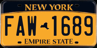 NY license plate FAW1689