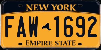 NY license plate FAW1692