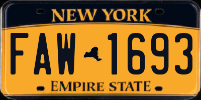 NY license plate FAW1693