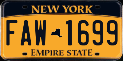 NY license plate FAW1699