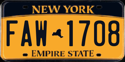 NY license plate FAW1708