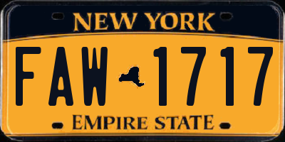 NY license plate FAW1717