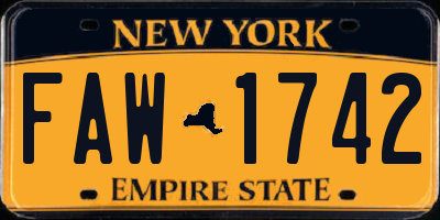 NY license plate FAW1742