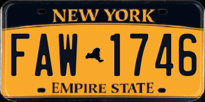 NY license plate FAW1746