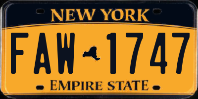 NY license plate FAW1747
