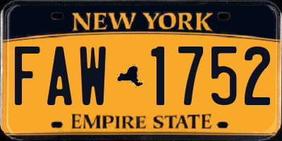 NY license plate FAW1752