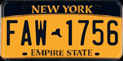 NY license plate FAW1756