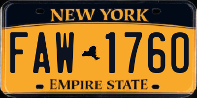 NY license plate FAW1760