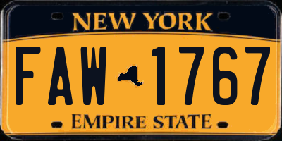 NY license plate FAW1767