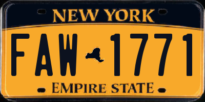 NY license plate FAW1771