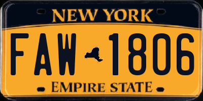 NY license plate FAW1806