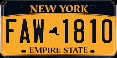 NY license plate FAW1810