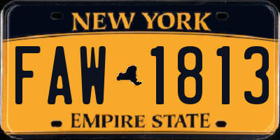 NY license plate FAW1813