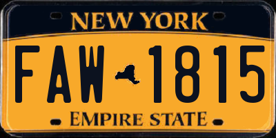 NY license plate FAW1815