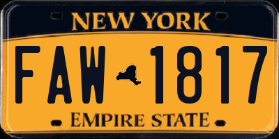 NY license plate FAW1817