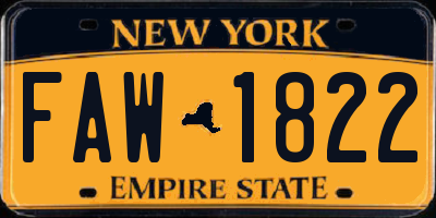 NY license plate FAW1822