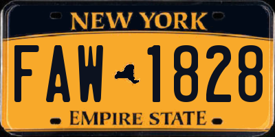 NY license plate FAW1828