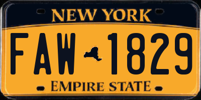 NY license plate FAW1829
