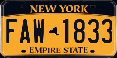 NY license plate FAW1833