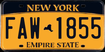 NY license plate FAW1855