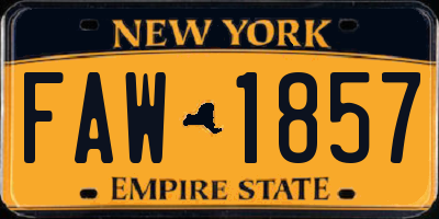 NY license plate FAW1857