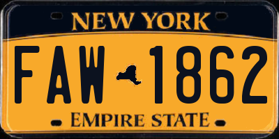 NY license plate FAW1862