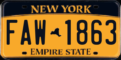 NY license plate FAW1863