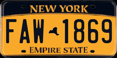 NY license plate FAW1869
