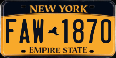 NY license plate FAW1870