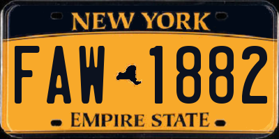 NY license plate FAW1882