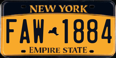 NY license plate FAW1884