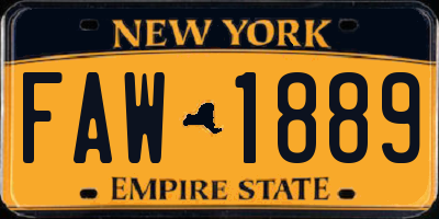 NY license plate FAW1889