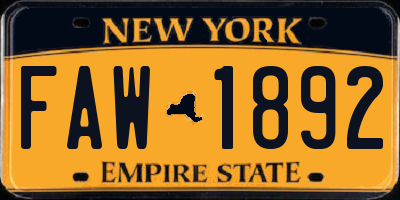 NY license plate FAW1892