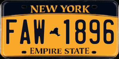 NY license plate FAW1896
