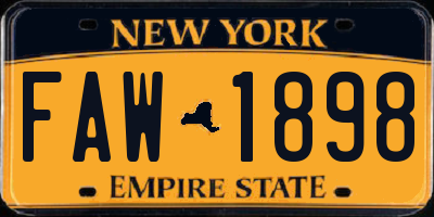 NY license plate FAW1898