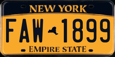 NY license plate FAW1899