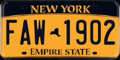 NY license plate FAW1902