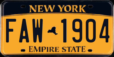 NY license plate FAW1904