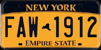 NY license plate FAW1912