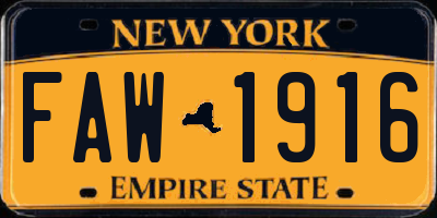 NY license plate FAW1916