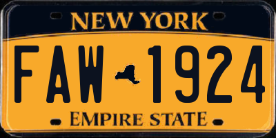 NY license plate FAW1924