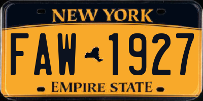 NY license plate FAW1927