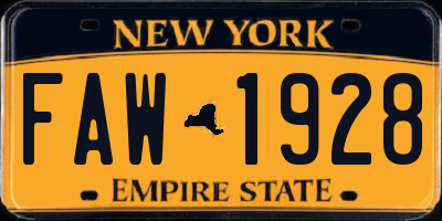 NY license plate FAW1928