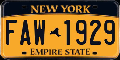 NY license plate FAW1929