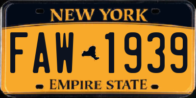 NY license plate FAW1939