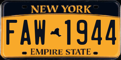 NY license plate FAW1944
