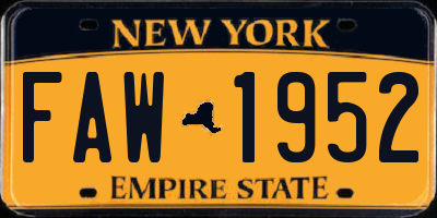 NY license plate FAW1952