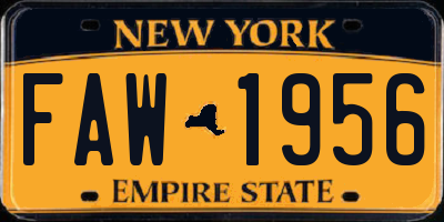 NY license plate FAW1956