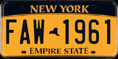 NY license plate FAW1961