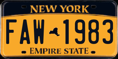 NY license plate FAW1983